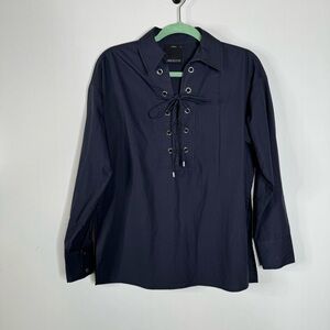 C/MEO Collective Lace Up Navy Blouse Size Xsmall‎